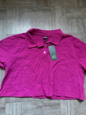 wild fable Magenta Cropped Polo Shirt
